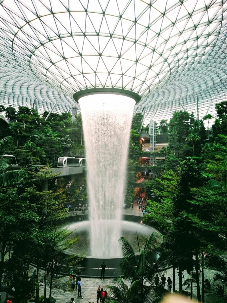 singapore jewel, nature, singapore, airport, jewel, changi, landmark, modern, indoor, waterfall, asia, green waterfall, singapore jewel, singapore, singapore, singapore, singapore, singapore, changi